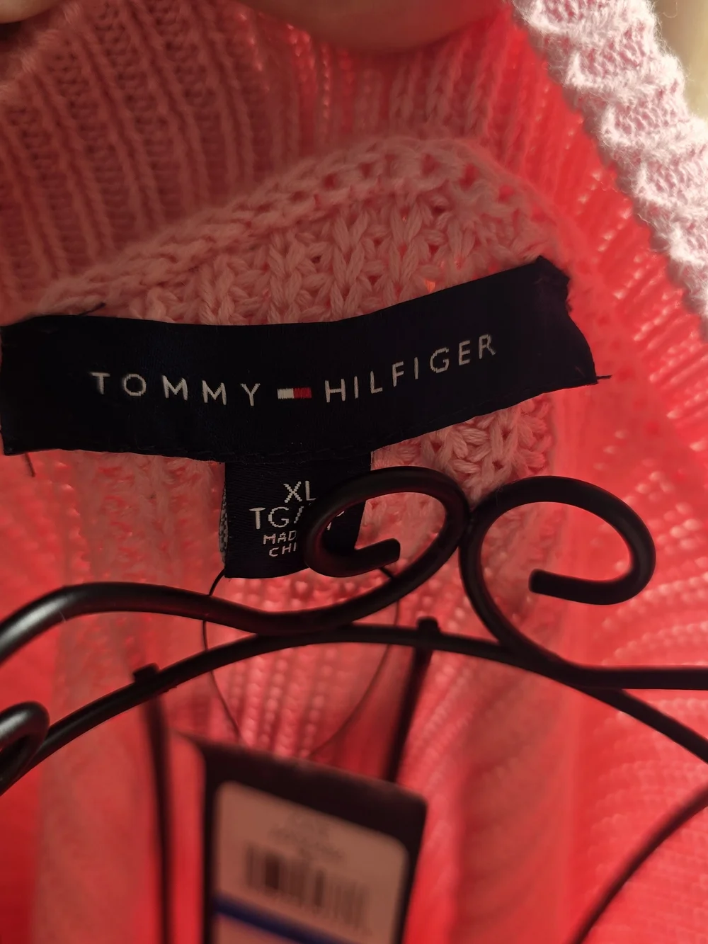 NWT Tommy Hilfiger Cate Cable Boatneck Sweater Pink Sunset Long Sleeve XL